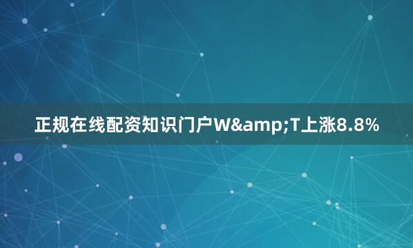 正规在线配资知识门户W&T上涨8.8%